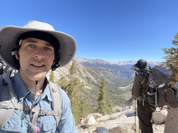 Scott Lerch backpacking out of Mineral King in Sequoia National Park, 2021